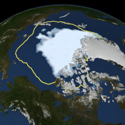 Arctic sea ice covers a smaller area than any time in the satellite era. Climate change