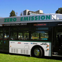 Hydrogen fuel cell bus in Oakland, California.