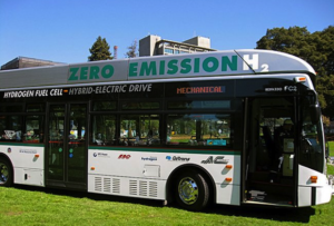 Hydrogen fuel cell bus in Oakland, California.