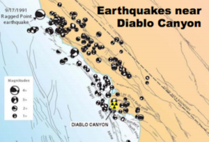 Map of earthquakes in the area surrounding the controversial Diablo Canyon nuclear power plant. (Source: PG&E 2004)